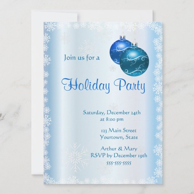 Merry Holiday Party auf Eisblau Einladung (Vorderseite)