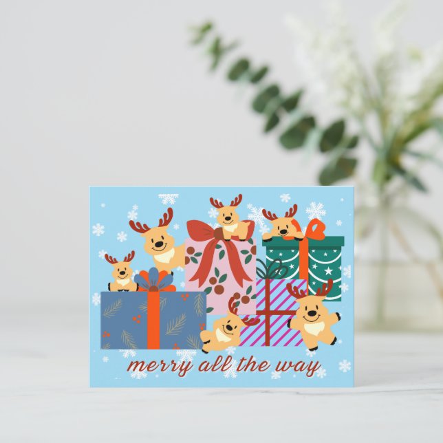 Merry Holiday Postcard Feiertagspostkarte (Stehend Vorderseite)