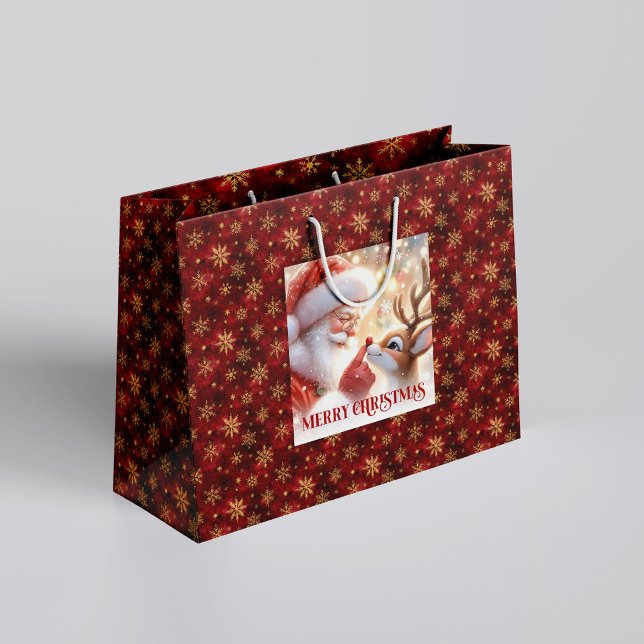 Merry Holiday Santa Claus Rudolph Gift Bag Große Geschenktüte (Merry Holiday Santa Claus Rudolph Gift Bag)
