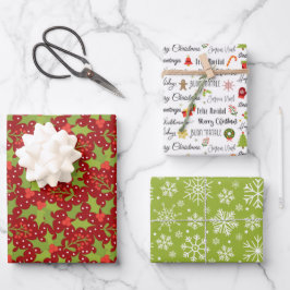 Merry Holly Wrapping Paper Set Geschenkpapier Set