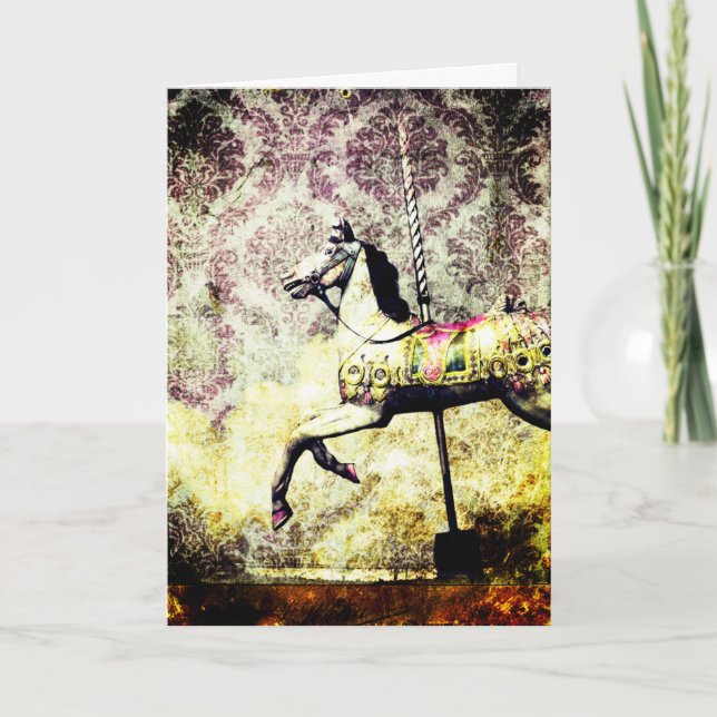 Merry Horse Grunge Hallo Karte (Vorderseite)