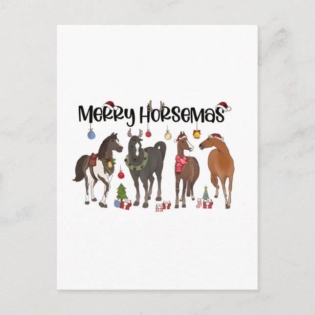 Merry Horsemas Horse Blume Weihnachten Pferde (Vorderseite)