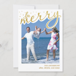 Merry Imitats Gold Foil Retro Script Weihnachts-Fo Feiertagskarte