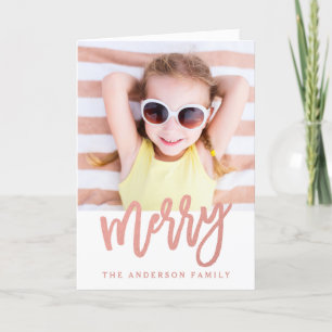 Merry Imitats Rose Gold Foil Fotokarte für den U Feiertagskarte