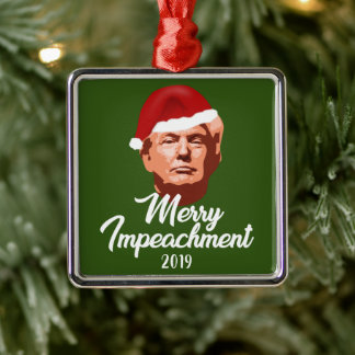 MERRY IMPECHMENT 2019 TRUMP WEIHNACHTSMANNMÜTZE ORNAMENT AUS METALL