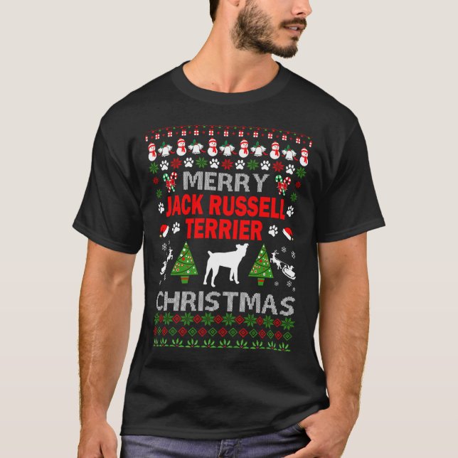 Merry Jack Russell Terrier Dog Weihnachten Ugly T-Shirt (Vorderseite)