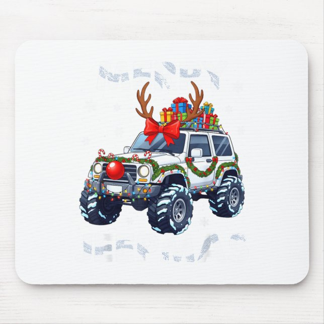 Merry Jeepmas Ugly Light Reindeer Christmas Funny  Mousepad (Vorne)