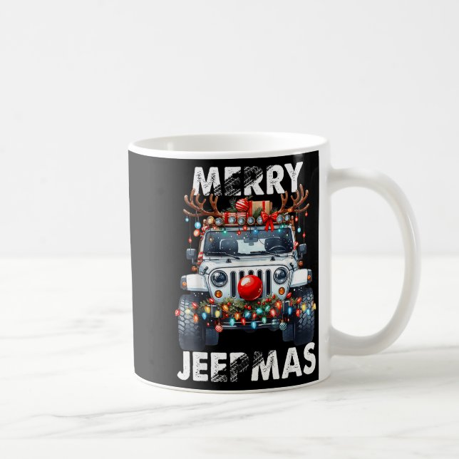 Merry Jeepmas Ugly Light Reindeer Christmas  Kaffeetasse (Rechts)