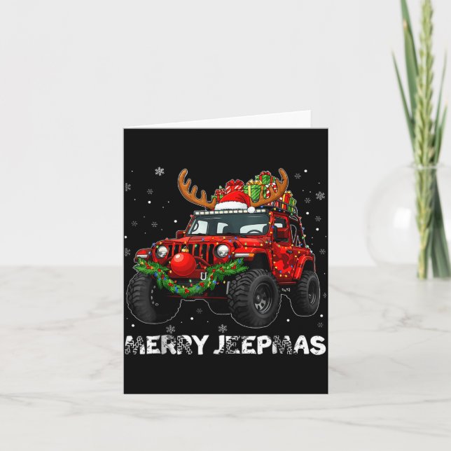 Merry Jeepmas Ugly Light Reindeer Christmas  Karte (Vorderseite)