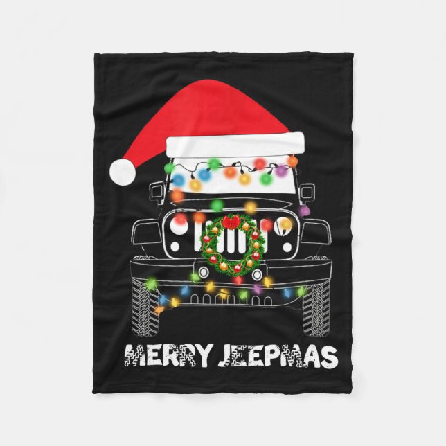 Merry Jeepmas Ugly Light Reindeer Christmas Long S Fleecedecke (Vorderseite)