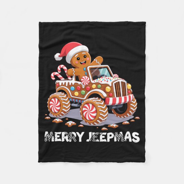 Merry Jeepmas Ugly Light Reindeer Christmas Long S Fleecedecke (Vorderseite)