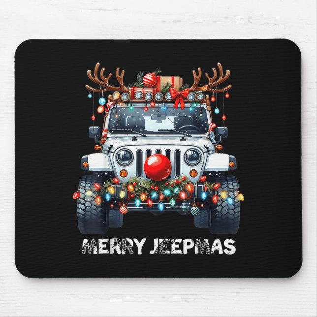 Merry Jeepmas Ugly Light Reindeer Christmas  Mousepad (Vorne)