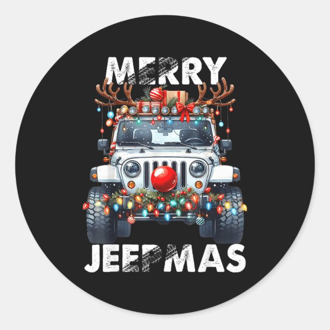 Merry Jeepmas Ugly Light Reindeer Christmas  Runder Aufkleber (Vorderseite)