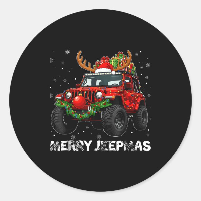 Merry Jeepmas Ugly Light Reindeer Christmas  Runder Aufkleber (Vorderseite)