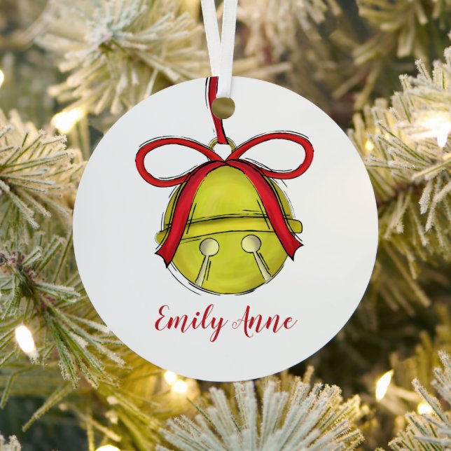 Merry Jingle Bells Fun Foto Personalisiert Ornament Aus Metall (InSitu)