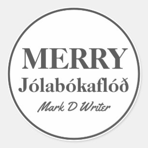 Merry Jolabokaflod Custom Runder Aufkleber