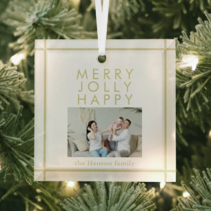 Merry Jolly Happy Family Foto Weihnachten Ornament Aus Glas