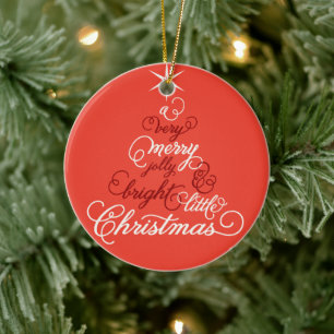 Merry Jolly und helle kleine Weihnachtsbaum Foto Keramikornament