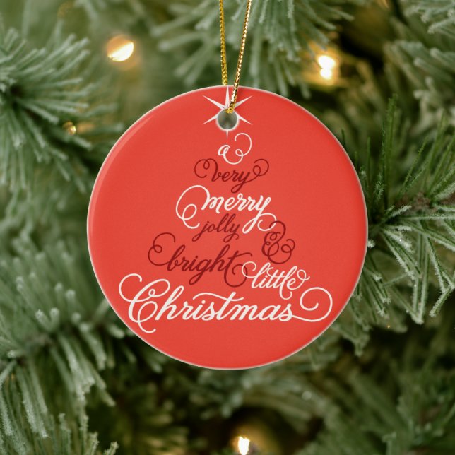 Merry Jolly und helle kleine Weihnachtsbaum Foto Keramikornament (Baum)