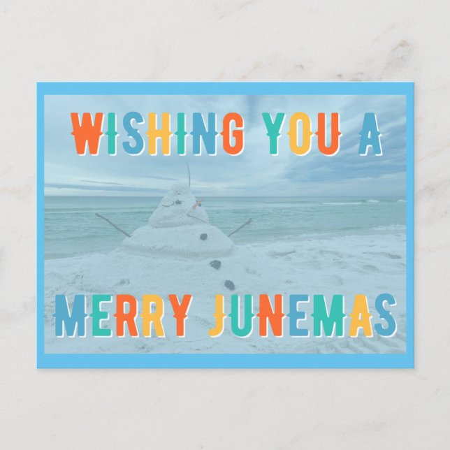 Merry Junemas Melted Snowman Postcard Postkarte (Vorderseite)