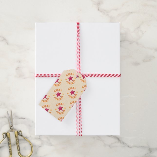 Merry Junemas tropisches Weihnachtsmuster Geschenkanhänger (Mit Garn)