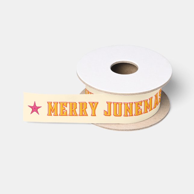 Merry Junemas tropisches Weihnachtsmuster Satinband (Spule)