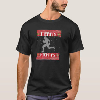 Merry Kickmas Football Player Sports Ugly Christma T-Shirt