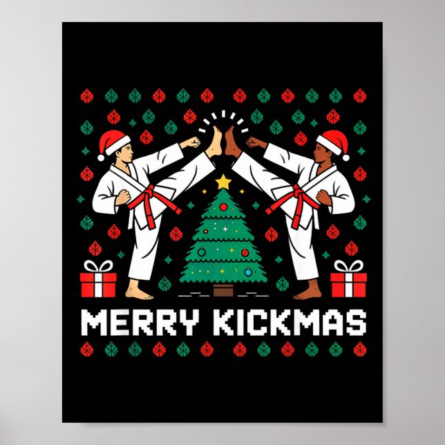 Merry Kickmas Funny Karate Jiu Jitsu Ugly Christma Poster (Vorne)