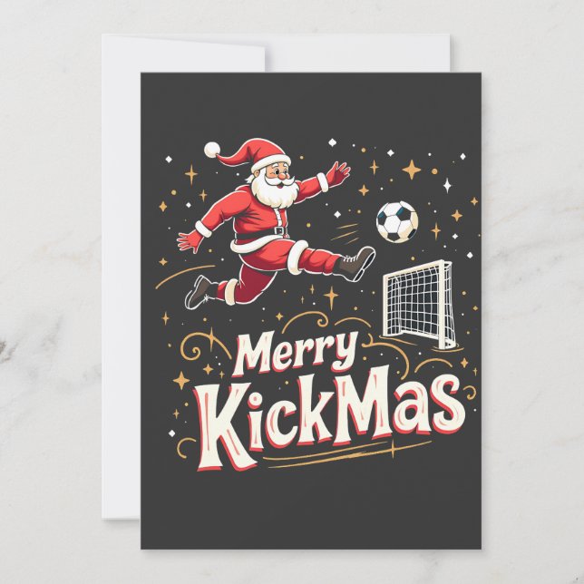 Merry Kickmas Funny Santa Claus Fußballfans Einladung (Vorderseite)