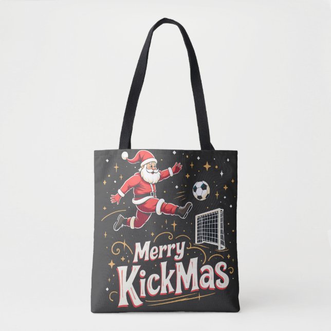 Merry Kickmas Funny Santa Claus Fußballfans Tasche (Vorderseite)