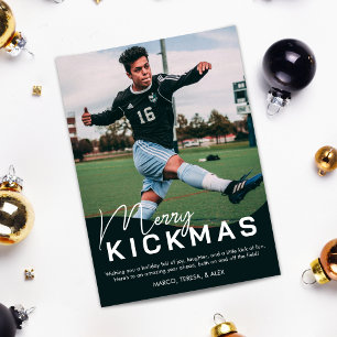 Merry Kickmas Soccer Foto Feiertagskarte