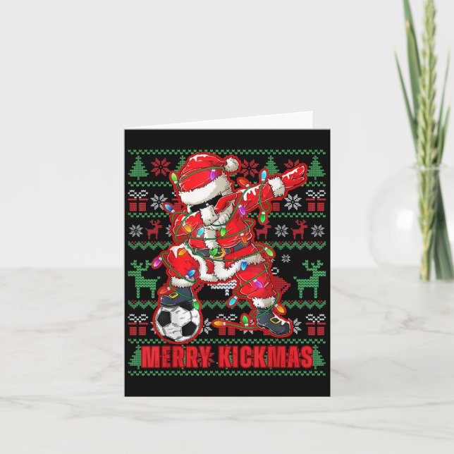 Merry Kickmas Weihnachts Fußball Ball Ugly Youth S Karte (Vorderseite)