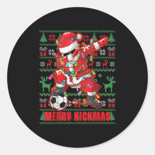Merry Kickmas Weihnachts Fußball Ball Ugly Youth S Runder Aufkleber