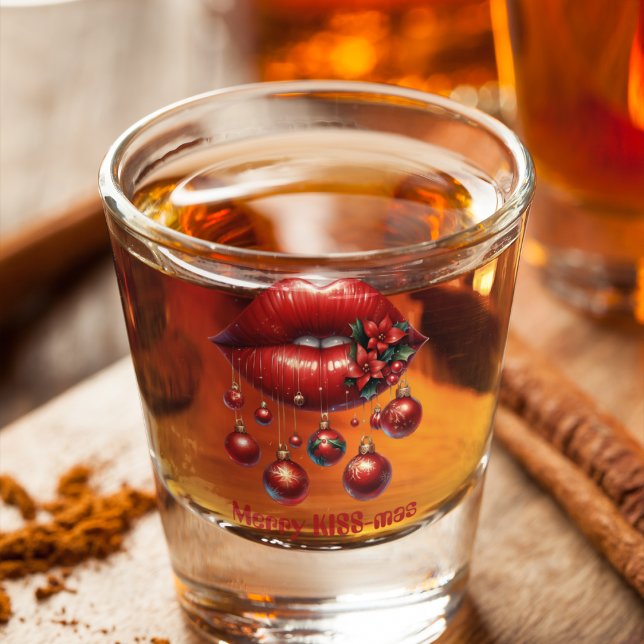 Merry KISS mas Red Lips Red Christmas Balls Schnapsglas (Von Creator hochgeladen)
