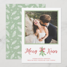 Merry Kisses Newlywed Mistletoe Christmas Foto