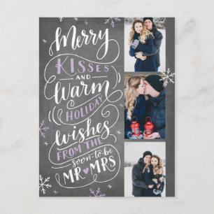 Merry Kisses Warm Holiday Wish   Altrosa Ankündigungspostkarte