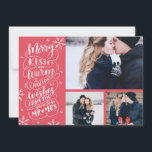 Merry Kisses Warm Wishm | Feiertage | Red| 3-Foto Save The Date<br><div class="desc">Ferien Save the Date Karte. Diese moderne und schicke Urlaubskarte verdoppelt sich als Save the Date Karte für das verlobte Paar. Die Vorderseite zeigt 3 Ihrer Fotos, die von Hand gezeichnete Schneeflocken und handgeschriebene Typografie mit den Worten "Frohe Küsse und warme Ferien wünscht from the Balon To Be Mr and...</div>