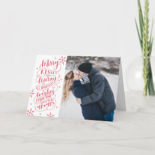 Merry Kisses Warm Wünsche Rett Date Foto geklappt Feiertagskarte