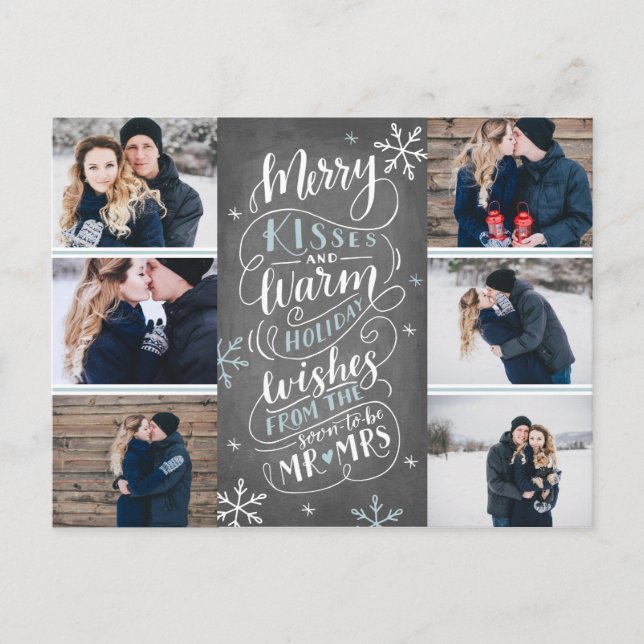Merry Kisses Warm Wünsche Rett Datum 6 - Foto Ankündigungspostkarte (Vorderseite)