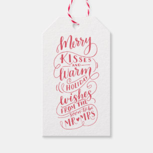 Merry Kisses Warm wünscht Herrn und Frau Typografi Geschenkanhänger
