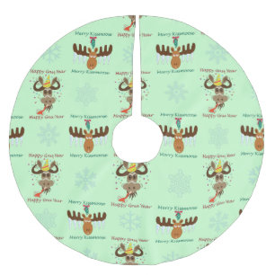 Merry Kissmoose_Happy Gnu Jahr_Xmas Urlaub Polyester Weihnachtsbaumdecke