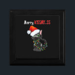 Merry Kissmy..ss Black Cat Christmas Lights Cin Erinnerungskiste<br><div class="desc">Merry Kissmy..ss Black Cat Weihnachtsbeleuchtung in Weihnachtsmannmütze</div>