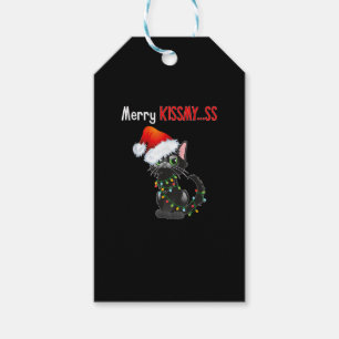 Merry Kissmy..ss Black Cat Christmas Lights Cin Geschenkanhänger