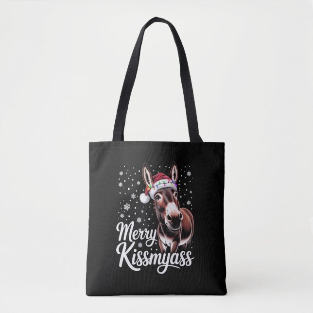Merry Kissmyass Donkey Sarcastic Xmas Funny Pajama Tasche (Vorderseite)