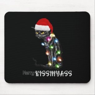 Merry Kissmyass Fun Katze Weihnachtsbeleuchtung 1 Mousepad