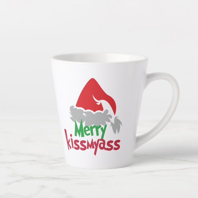 Merry Kissmyass Funny Christmas Latte Mug (Droite)