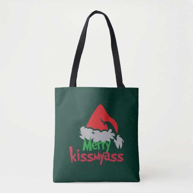 Merry Kissmyass Funny Christmas Tote Bag (Devant)