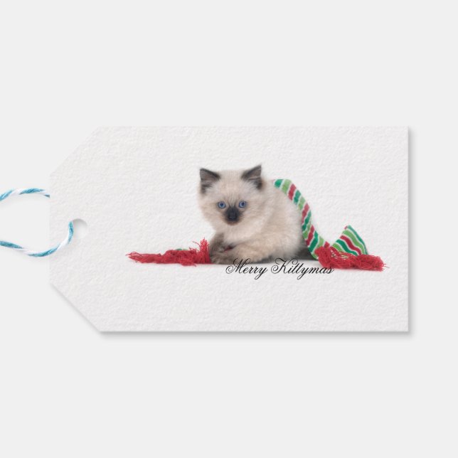 Merry Kittymas Geschenktag Geschenkanhänger (Rückseite Horizontal)