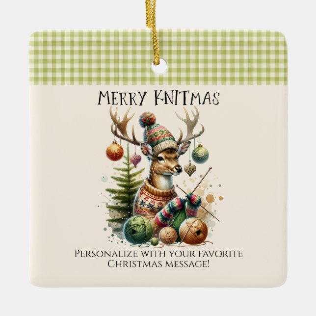 Merry Knittmas Weihnachten stürzen Keramikornament (Vorderseite)