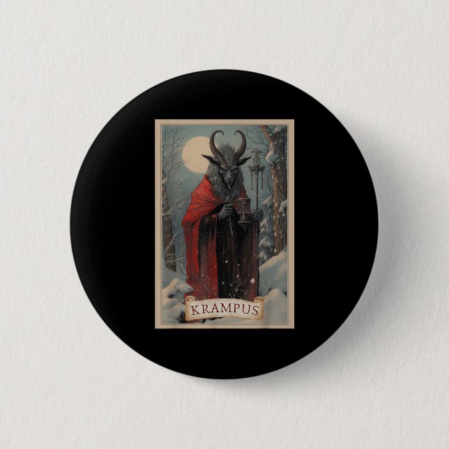Merry Krampus Christmas Xmas Horror Ugly Sweater E Button (Vorderseite)